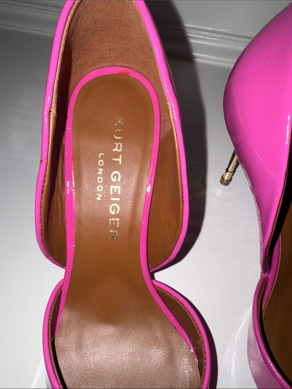 Kurt Geiger Hot Pink Patent Pointed D'Orsay Pumps - Picture 2 of 13